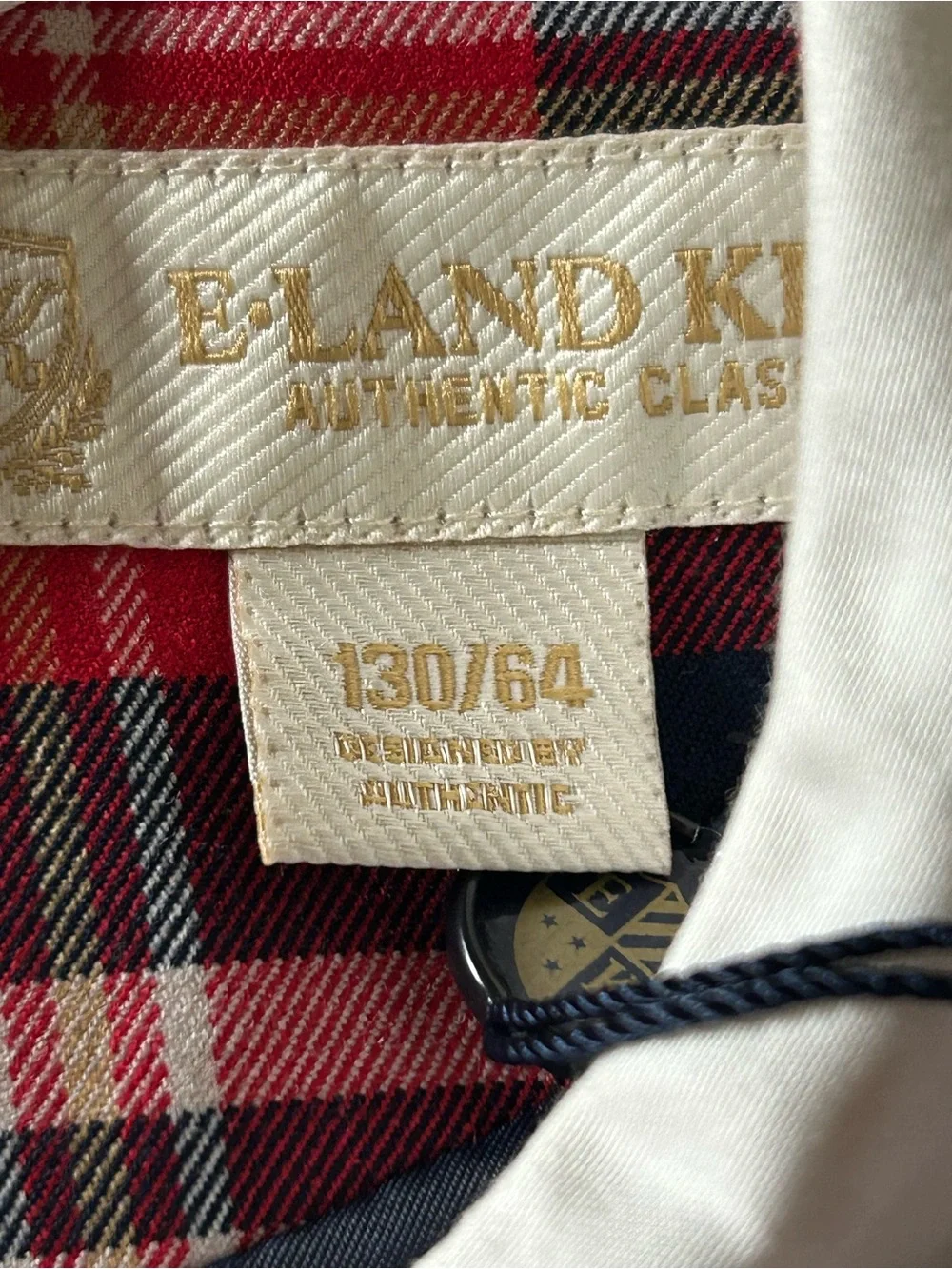 E-Land Kids Red Plaid Dress with White Peter Pan Collar
